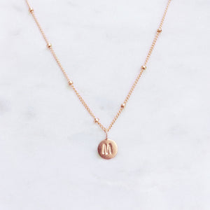 Minimalist rose gold initial necklace Australian handmade jewellery