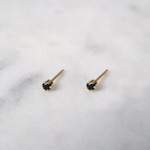 Tiny Black and gold spinel gemstone earring studs