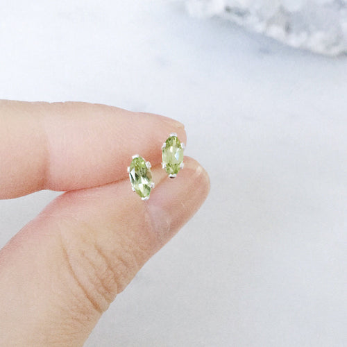 Marquise peridot studs in sterling silver