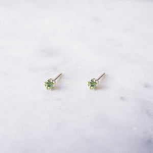 Dainty peridot sterling silver gemstone stud earrings 